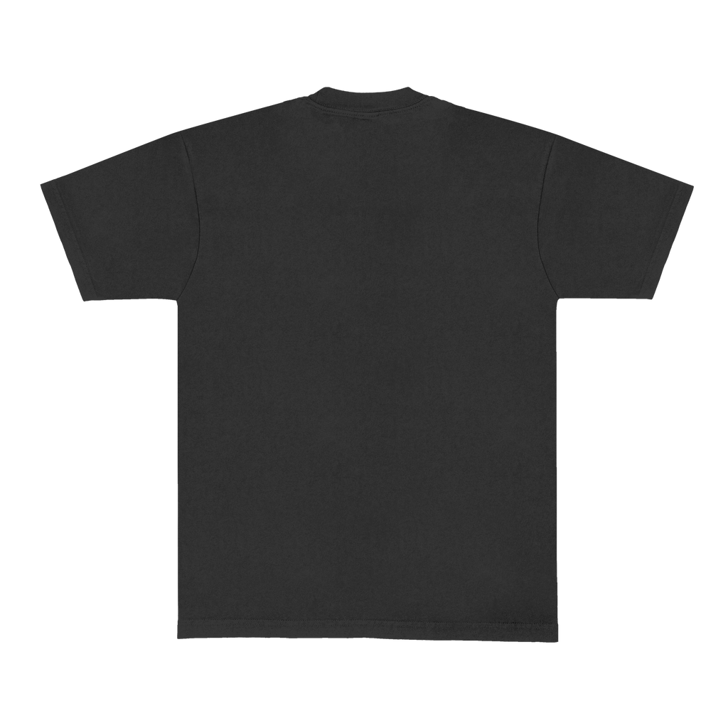 Harry Styles KISS ALL THE TIME. DISCO, OCCASIONALLY. – Back view of a black short-sleeve unisex t-shirt. No print across the back.